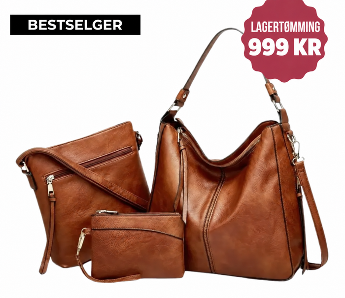 Nordvesk™ Luksus Hobo Håndveske – 3-Delt Sett
